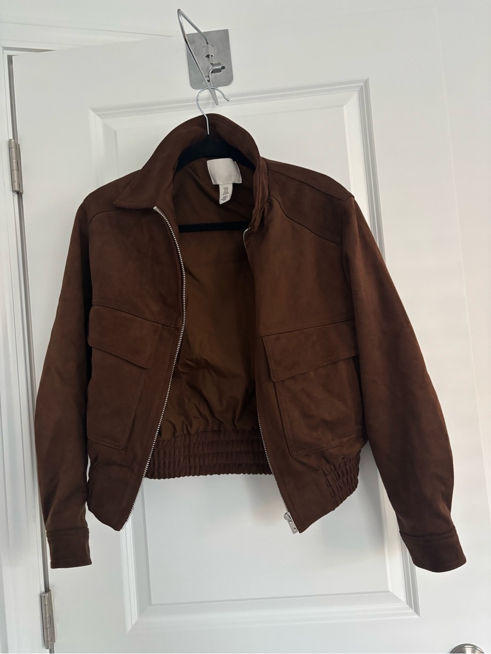 H&M Brown Suede Bomber Jacket